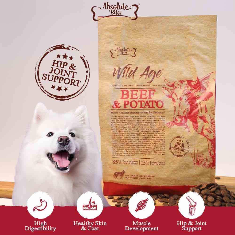 40% OFF+FREE TREATS: Absolute Bites Wild Age Beef & Potato Dry Dog Food