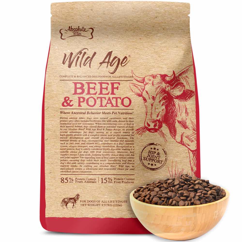 40% OFF+FREE TREATS: Absolute Bites Wild Age Beef & Potato Dry Dog Food