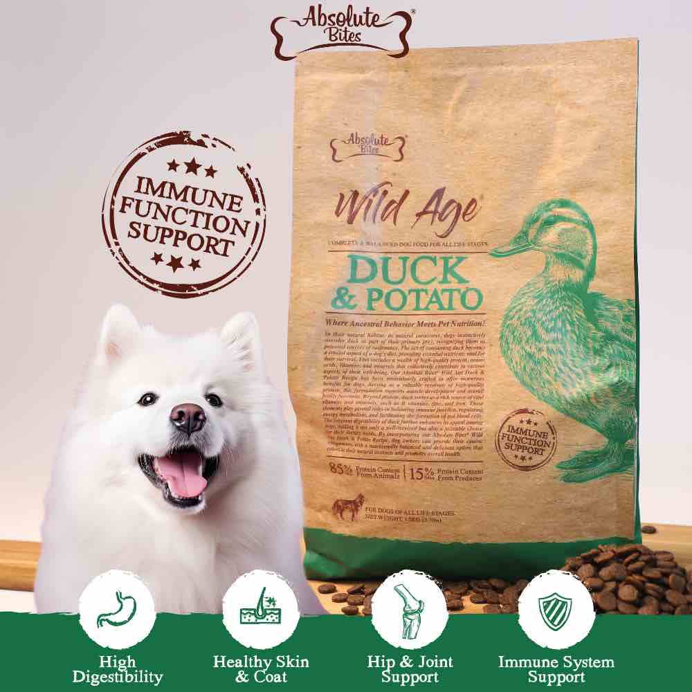 40% OFF+FREE TREATS: Absolute Bites Wild Age Duck & Potato Dry Dog Food