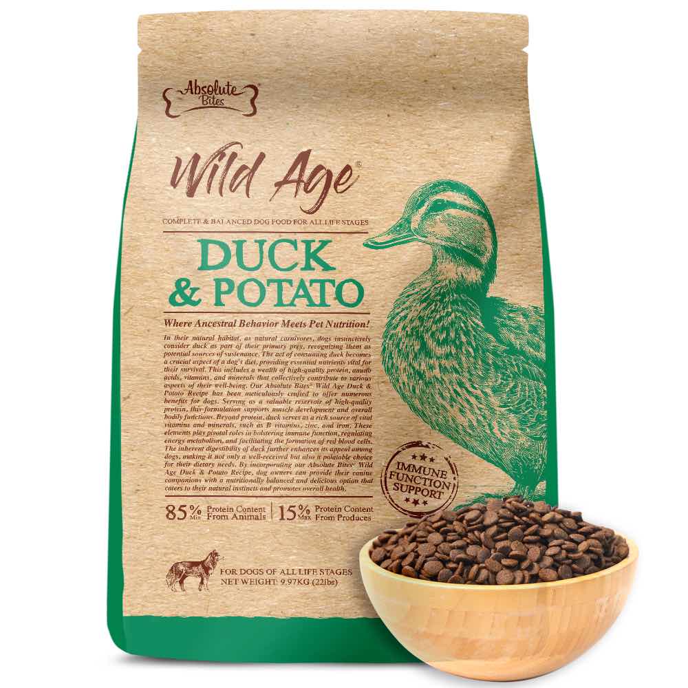 40% OFF+FREE TREATS: Absolute Bites Wild Age Duck & Potato Dry Dog Food