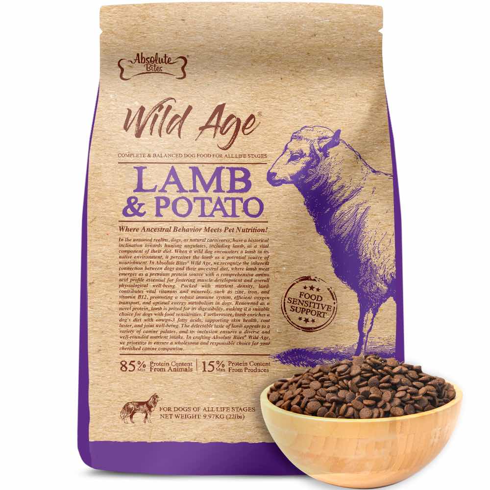 40% OFF+FREE TREATS: Absolute Bites Wild Age Lamb & Potato Dry Dog Food