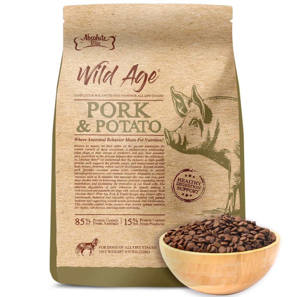 40% OFF+FREE TREATS: Absolute Bites Wild Age Pork & Potato Dry Dog Food