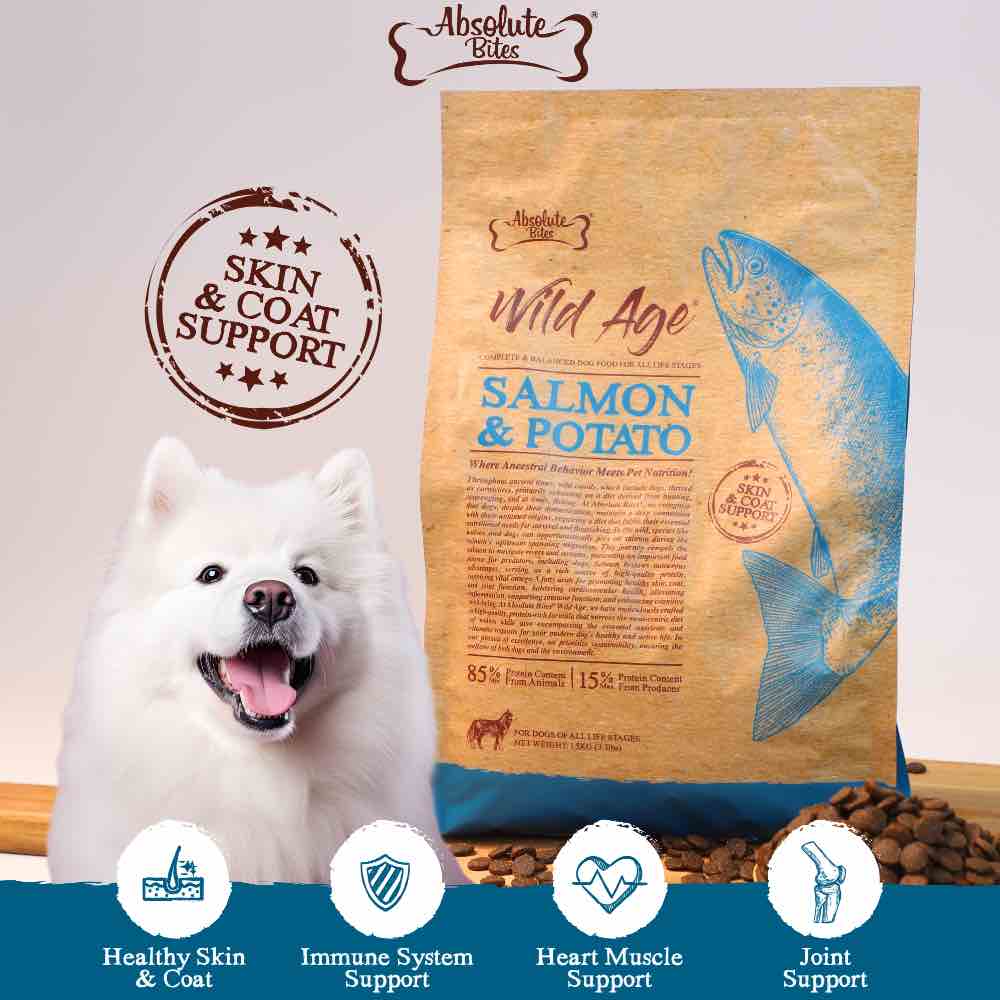 40% OFF+FREE TREATS: Absolute Bites Wild Age Salmon & Potato Complete Dry Dog Food