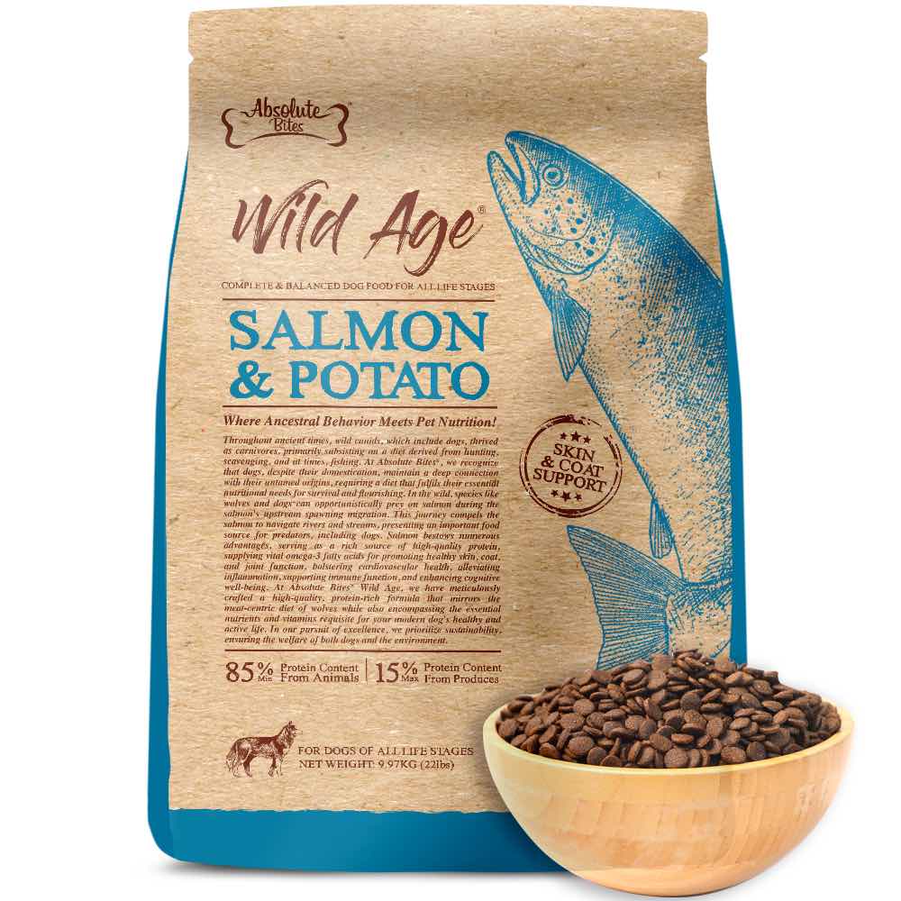 40% OFF+FREE TREATS: Absolute Bites Wild Age Salmon & Potato Complete Dry Dog Food