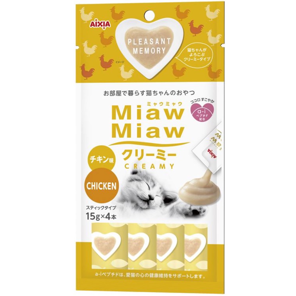 4 FOR $11: Aixia Miaw Miaw Creamy Chicken Cat Treat 60g
