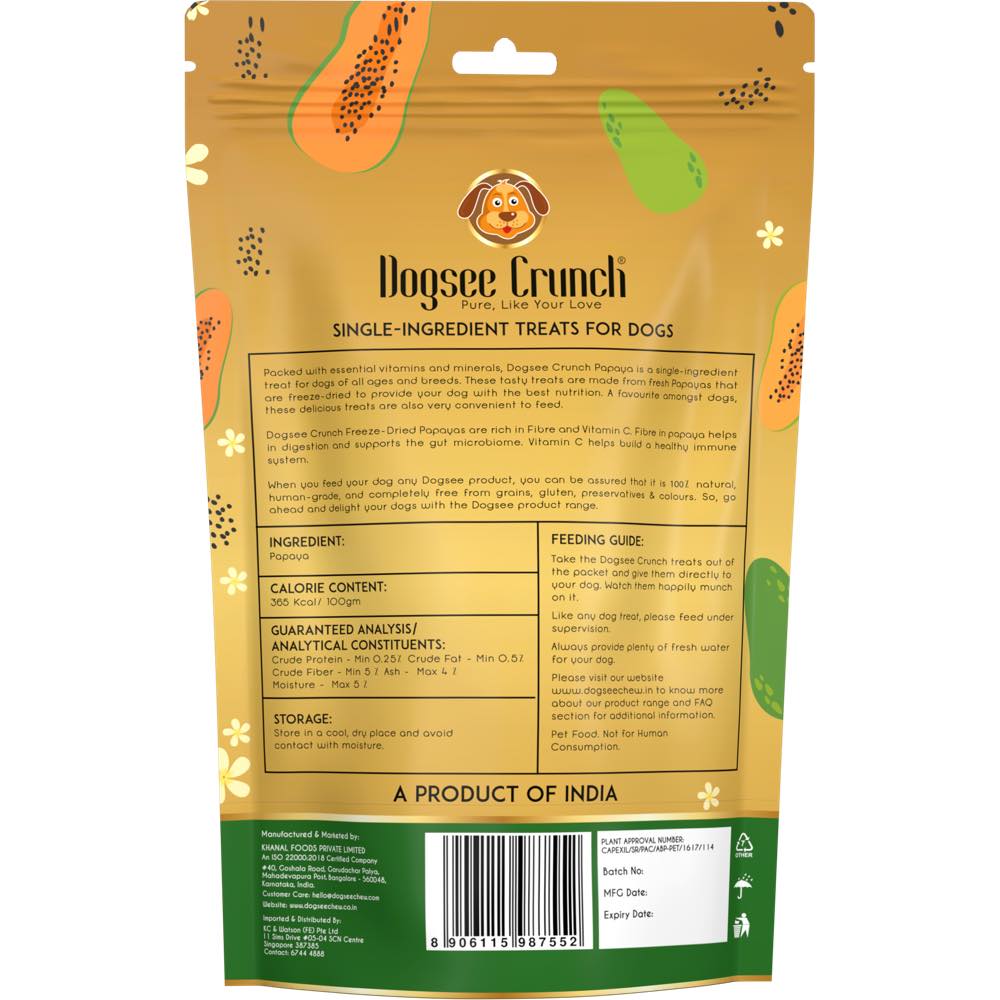 4 FOR $13: Dogsee Crunch Papaya Grain-Free Freeze-Dried Dog Treats 10g