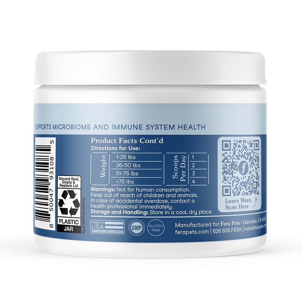 Fera Pets Organic Postbiotics Plus Supplement Powder For Cats & Dogs 2.12oz