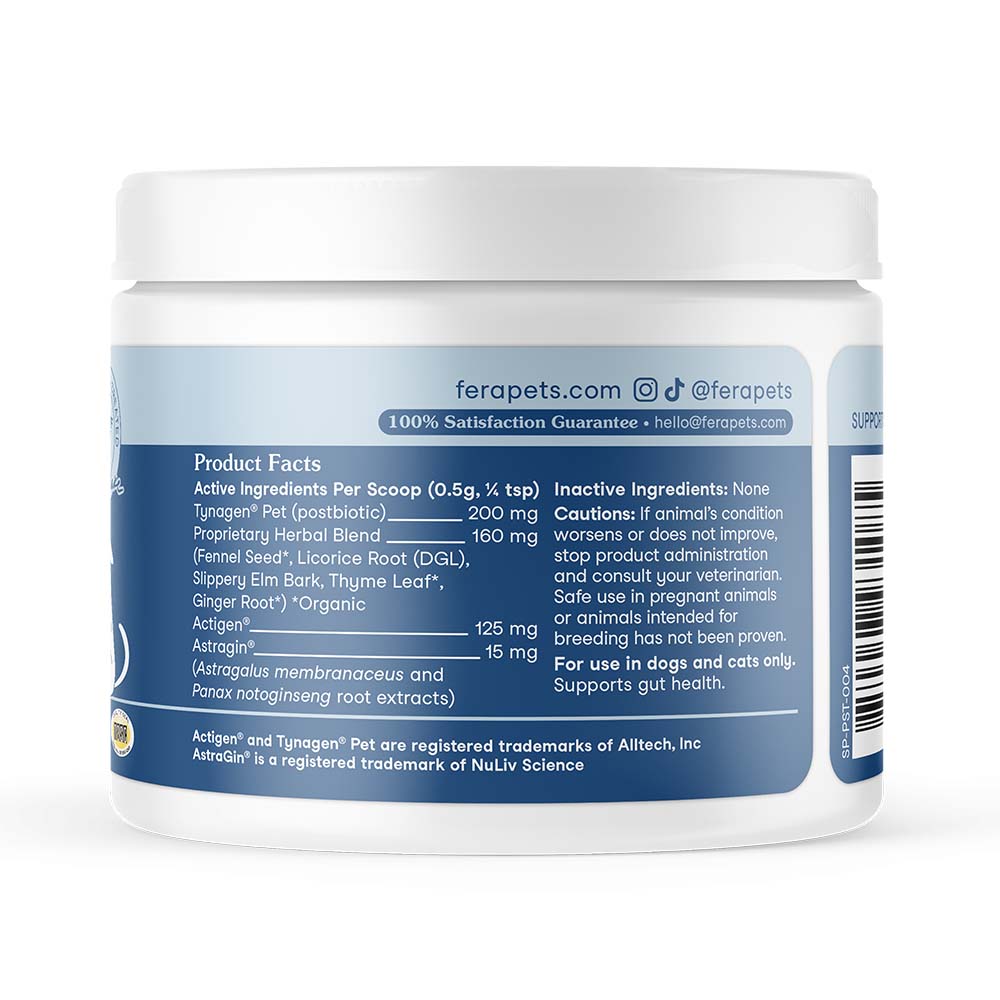 Fera Pets Organic Postbiotics Plus Supplement Powder For Cats & Dogs 2.12oz