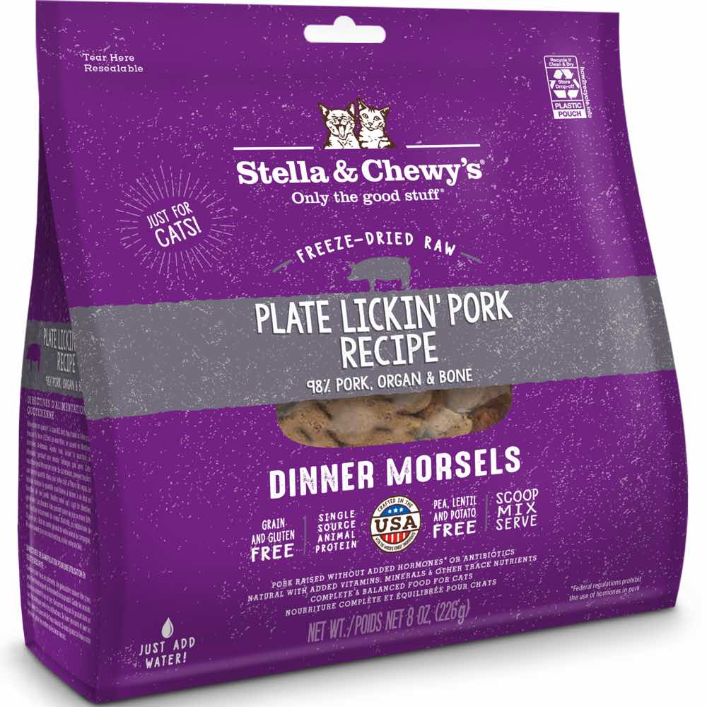 Stella & Chewy??s Plate Lickin' Pork Dinner Morsels Grain-Free Freeze-Dried Raw Cat Food