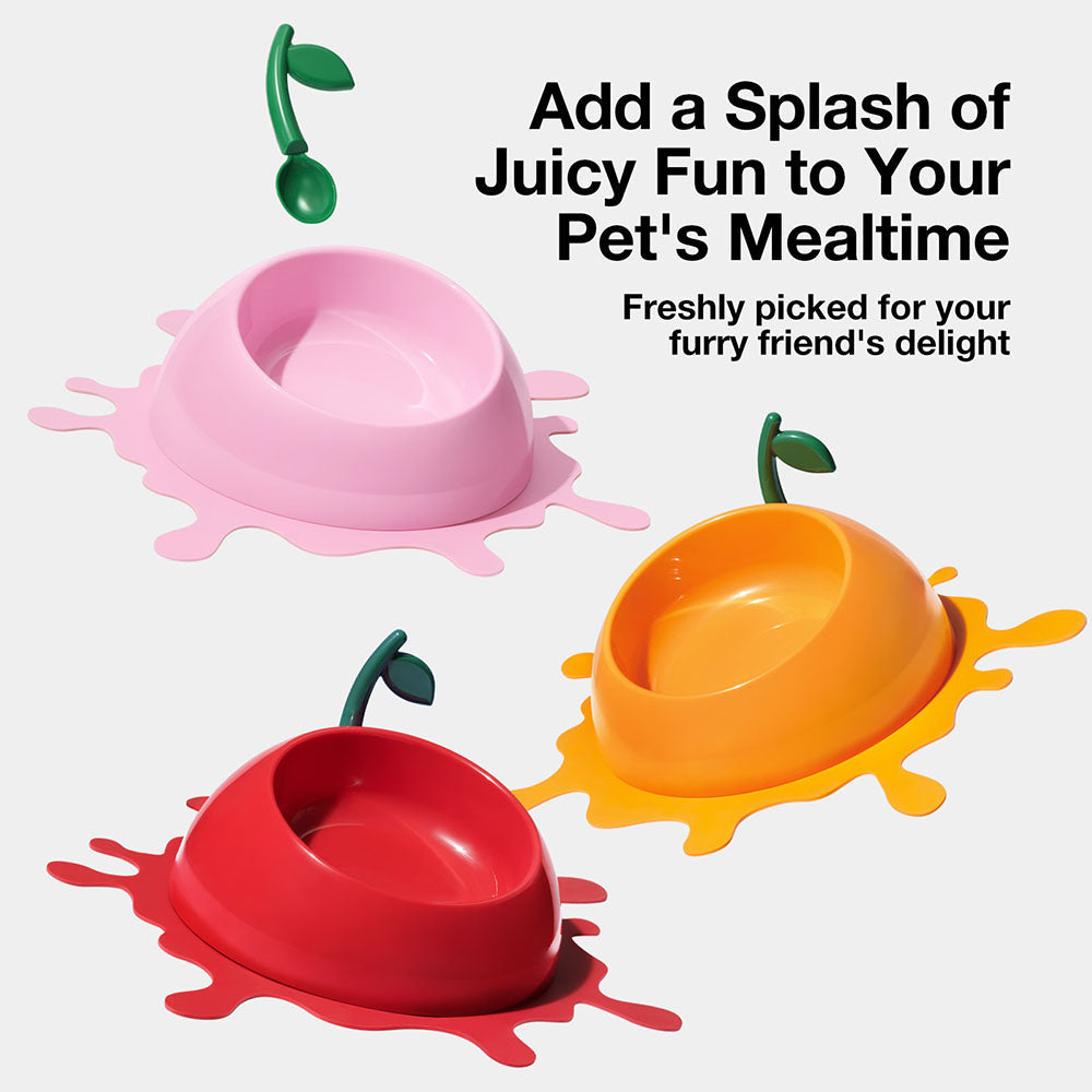 "VETRESKA Juicy Peach Bowl, Mat & Spoon Set For Cats & Dogs"