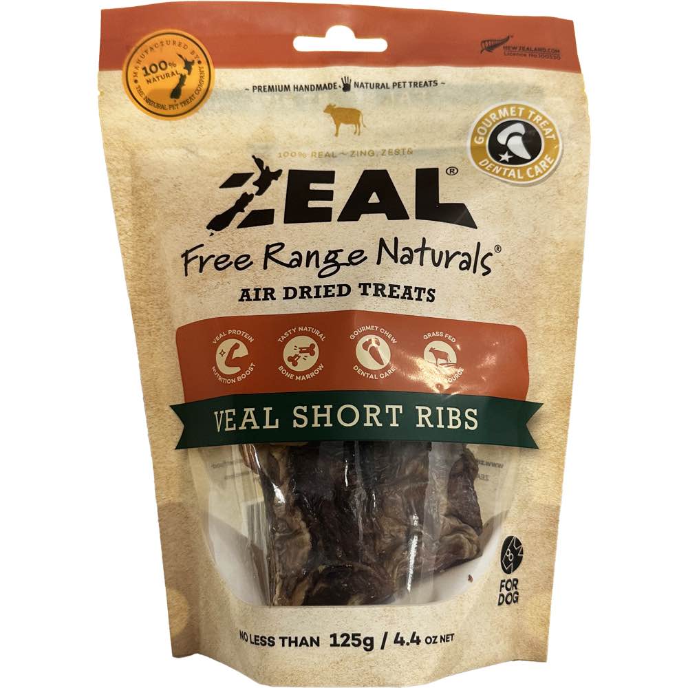 Zeal Free Range Naturals Veal Short Ribs Air-Dried Dog Treats 125g